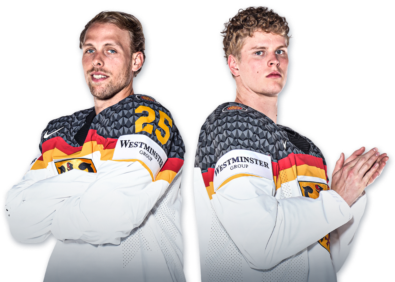 Werbegrafik mit zwei Eishockeyspielern